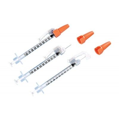 Seringue à insuline 1ml avec aiguille 0.4 x 13mm - 100 pièces